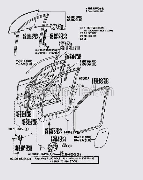 Gioăng kính cánh cửa Toyota Land Cruiser Prado 2004-2009