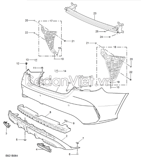 Xương đỡ cản sau 11042893