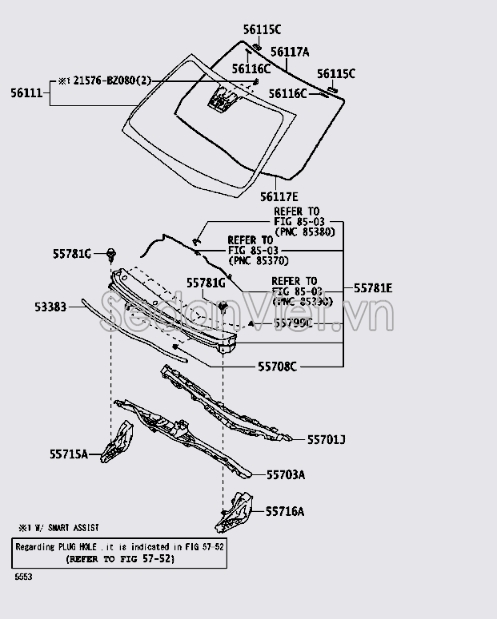 Gioăng kính chắn gió trước 56117BZ250