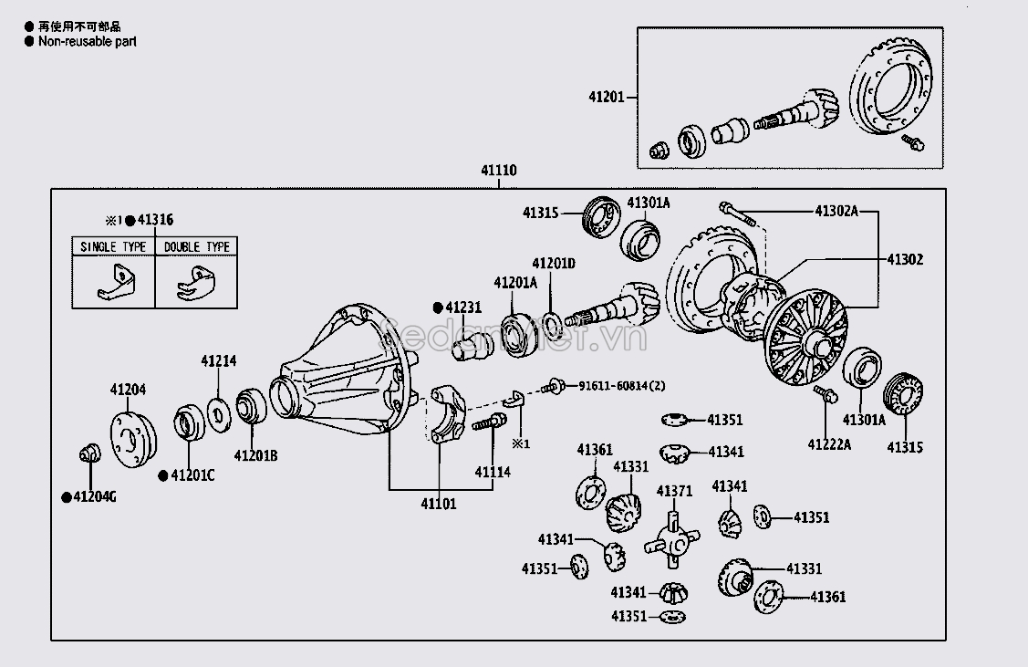 Bộ vi sai cầu sau 4111060A10