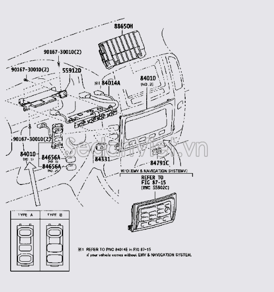 Công tắc điều khiển màn hình trung tâm 8401060480