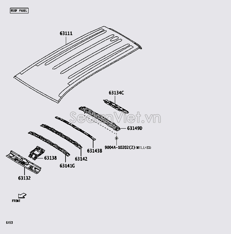 Xương đỡ tôn nóc xe 63132BZ280