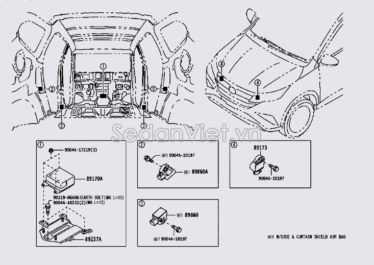 Hộp điều khiển túi khí 89170BZ350