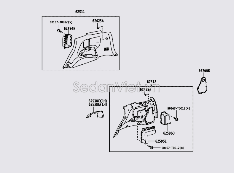 Nhựa ốp góc sàn xe 625200K361C0