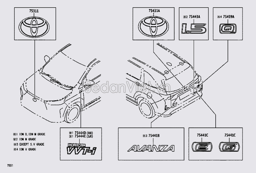 Logo cốp hậu 75311BZ080