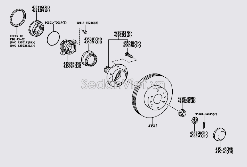 Cụm bi may ơ trước 43502KK010