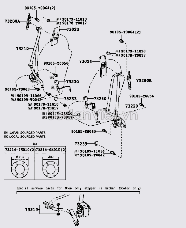 Dây đai an toàn ghế trước 7322006341C0