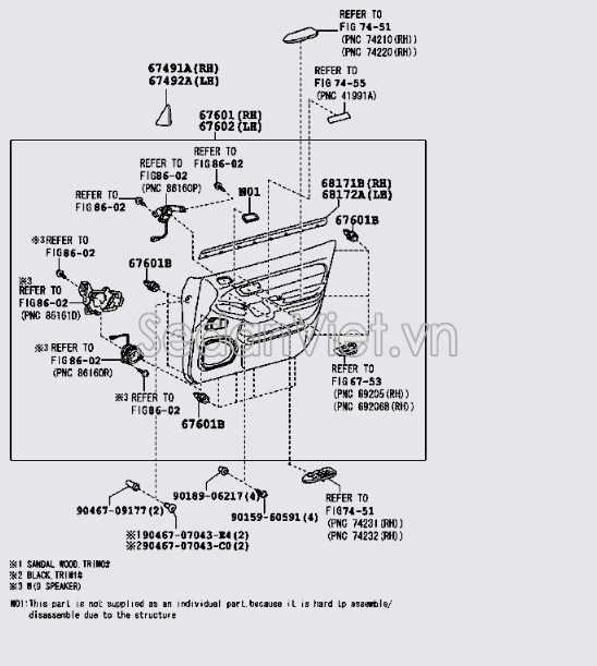 Nẹp chân kính cánh cửa Toyota Land Cruiser Prado 2004-2009