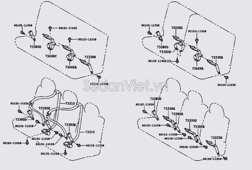 Dây đai an toàn ghế sau 73330DX031C0