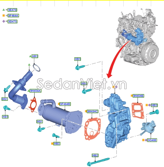 Sim ống dẫn két làm mát Ford Everest 2022