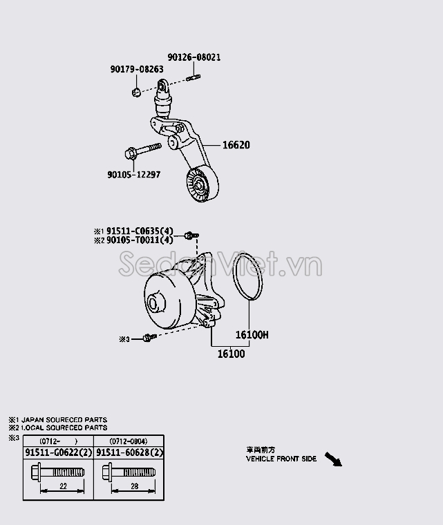 Bơm nước động cơ Toyota Corolla Altis 2008-2010