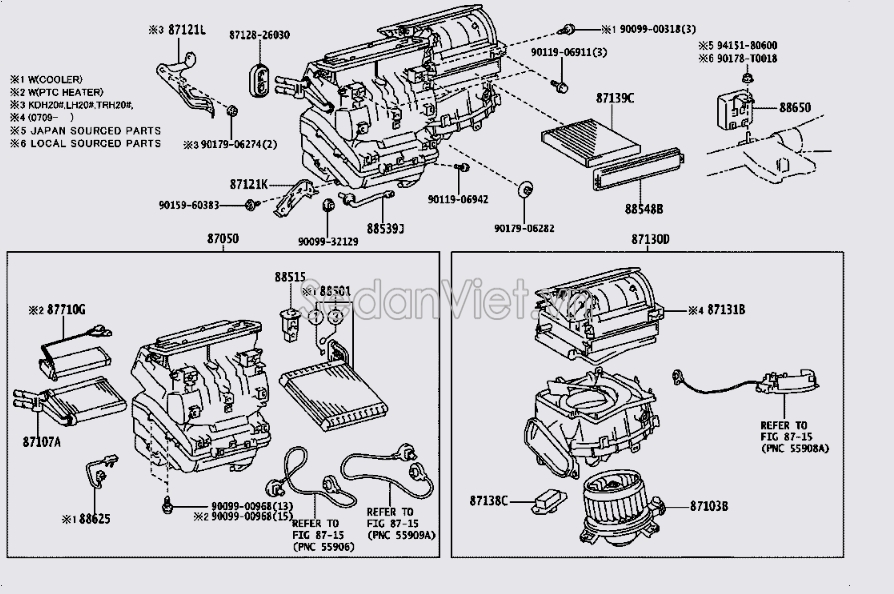 Hộp giàn lạnh trong xe 8705026060