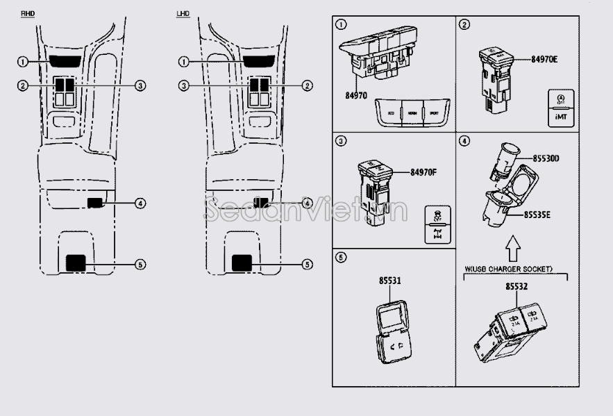 Công tắc tổng hợp vị trí số 3 849700K250