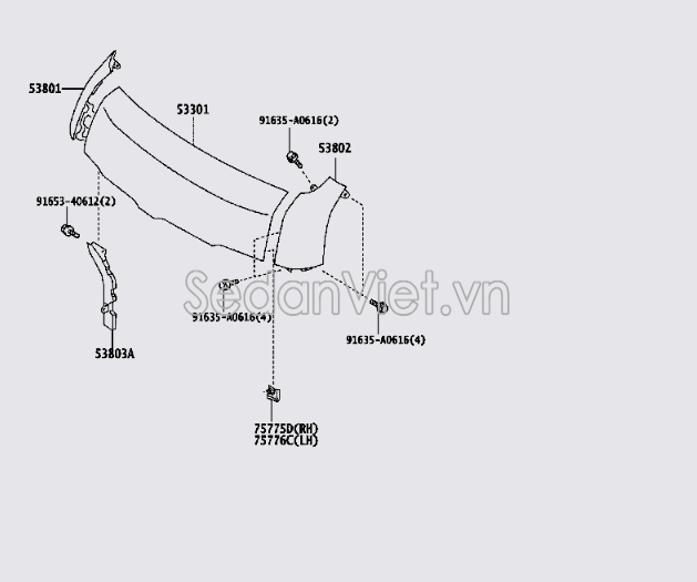 Nắp capo Toyota Hiace 2007-2012