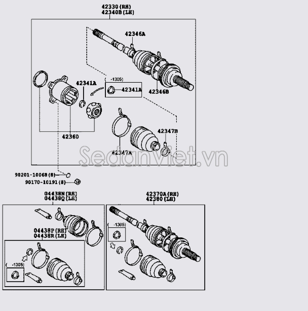 Bộ cao su chụp bụi láp ngoài Lexus RX450H 2009-2012