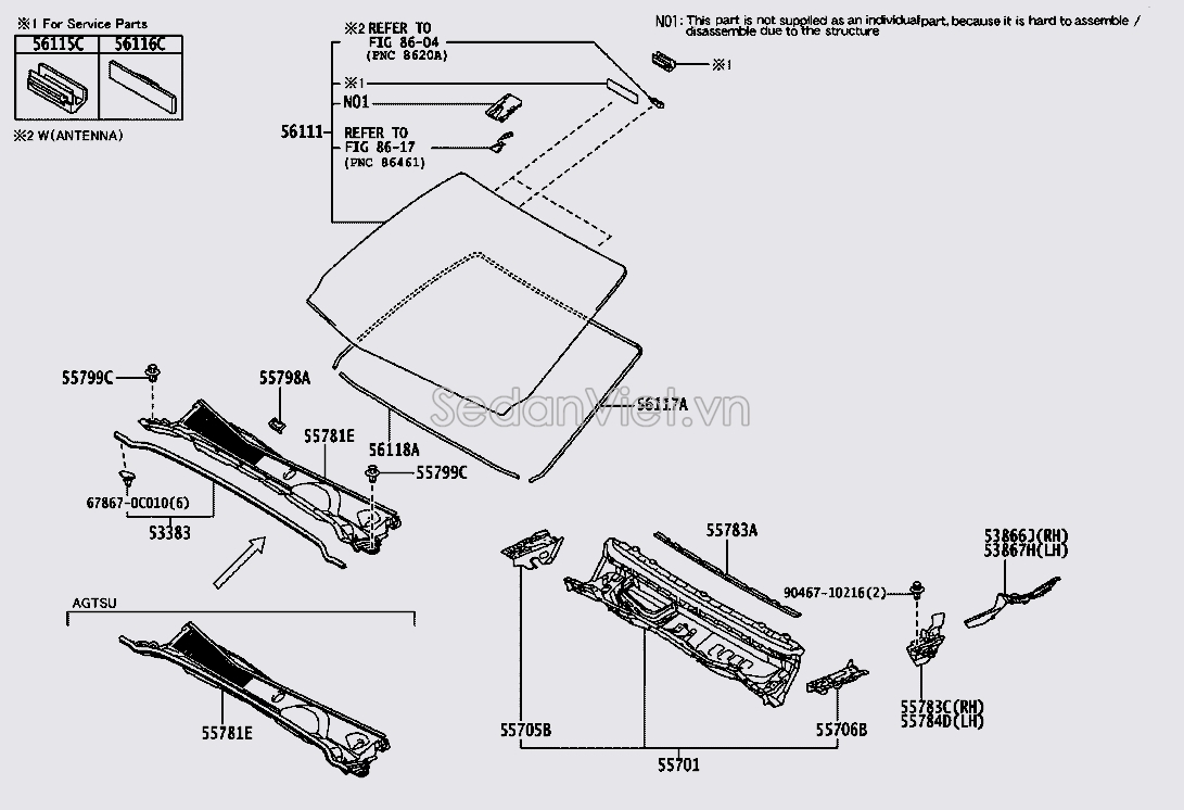 Kính chắn gió trước 561010K760