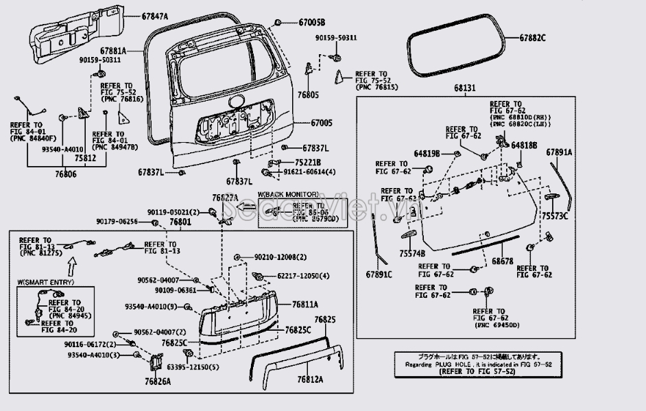 Nẹp chân kính cánh cửa hậu Toyota Land Cruiser Prado 2013-2015