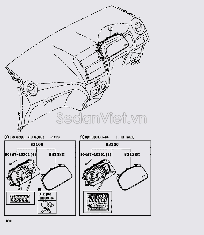 Mặt kính đồng hồ công tơ mét 83852BZ160