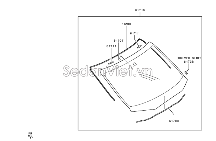 Gioăng kính chắn gió trước 6107A078