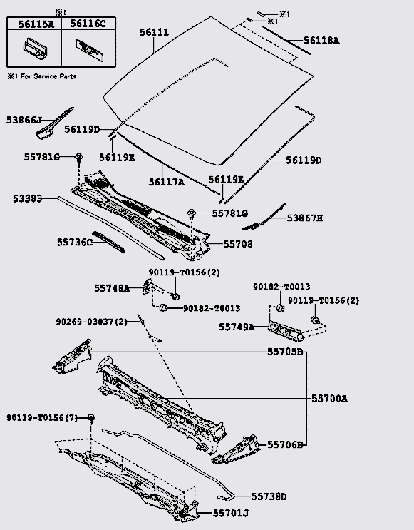 Kính chắn gió trước 561010K270