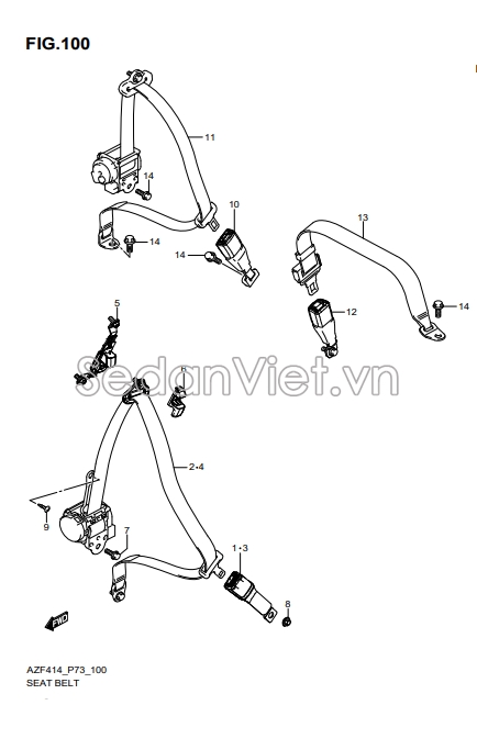 Chốt dây an toàn ghế trước 8491071L11000