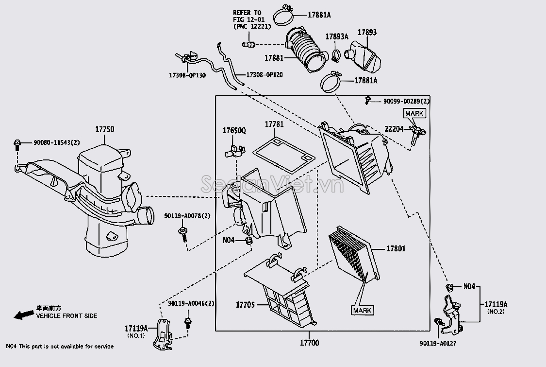 Ống hút gió vào hộp lọc gió 177500P010