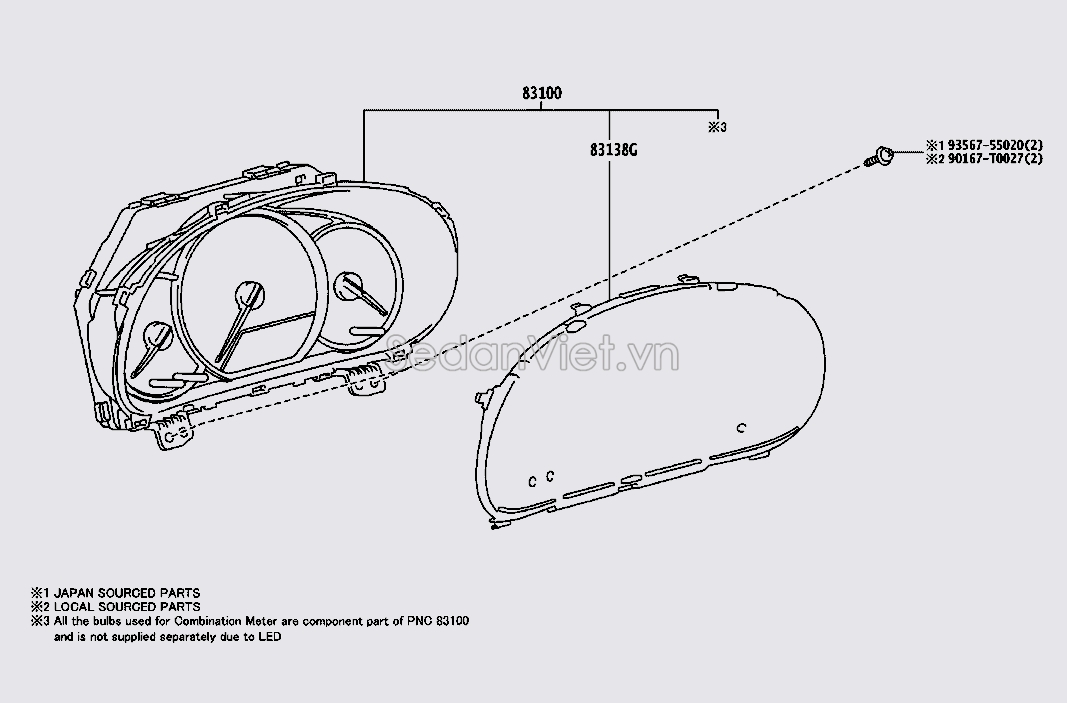 Đồng hồ táp lô 838000UY60