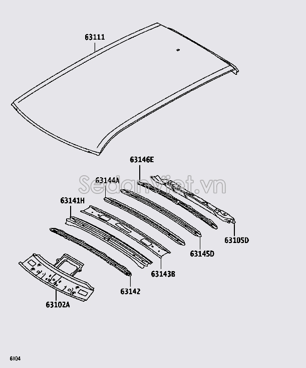 Xương đỡ tôn nóc xe 63141BZ140