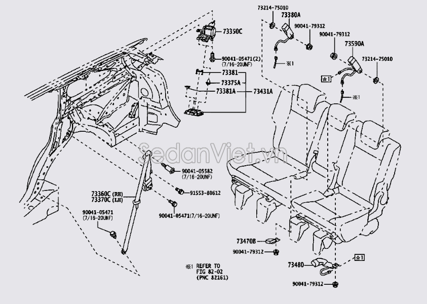 Dây đai an toàn ghế sau 73360BZ370C1