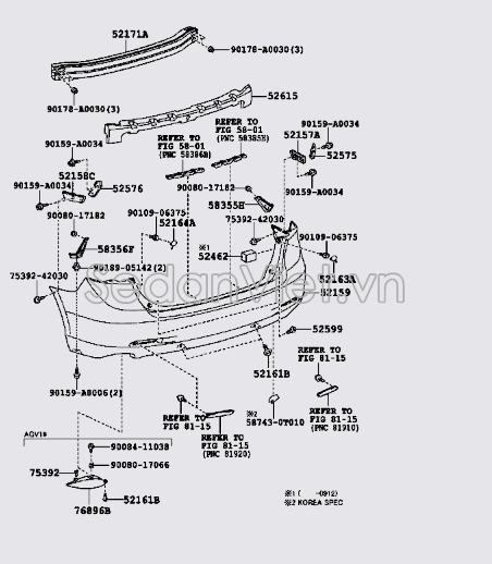 Nẹp cài cản sau 525750T010