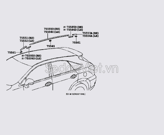 Nẹp nóc xe Lexus RX450H 2010-2013