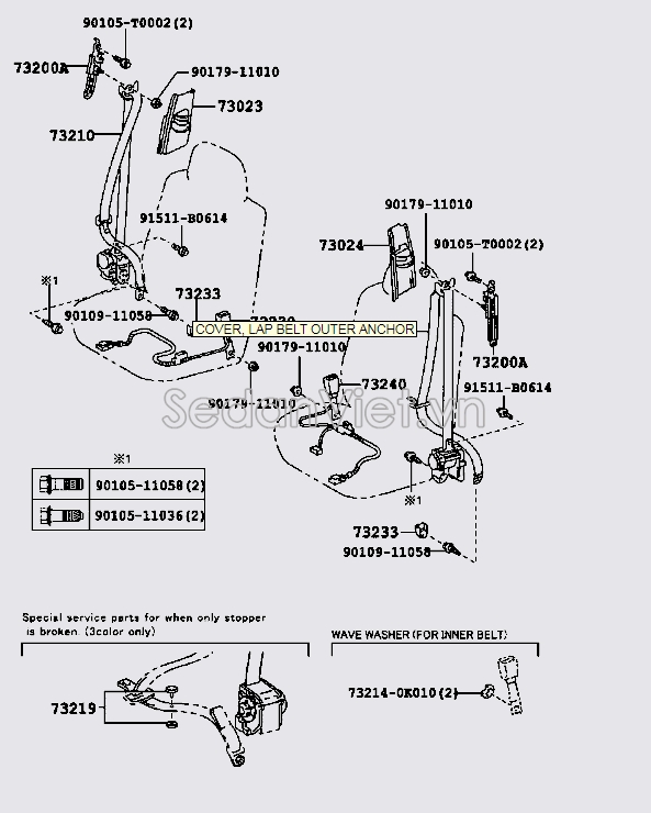 Dây đai an toàn trước 7321002300E0