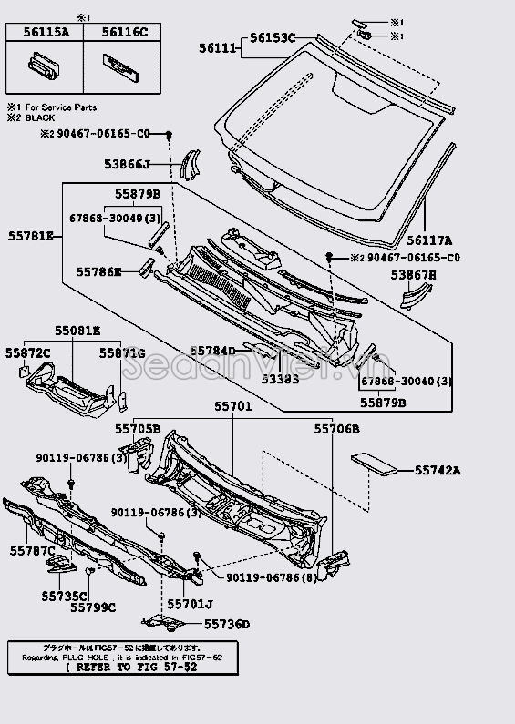 Gioăng kính chắn gió trước 5611742050