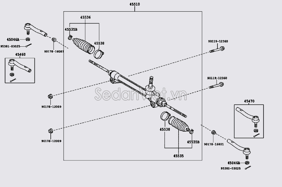 Cao su chụp bụi thước lái 4553549005