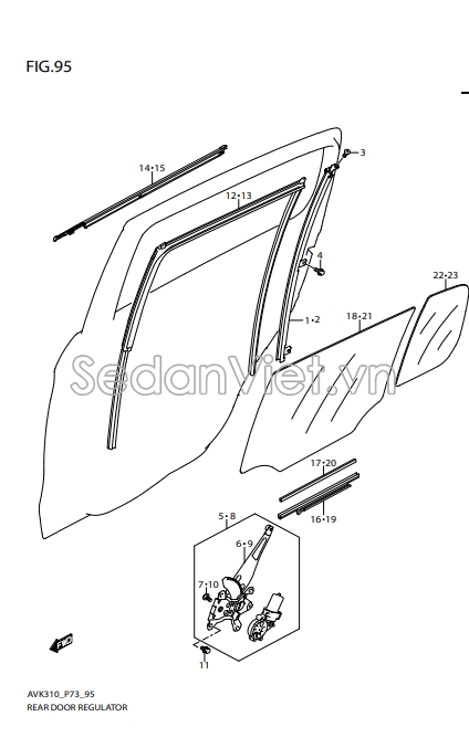 Gioăng kính cánh cửa sau 8367184M00000