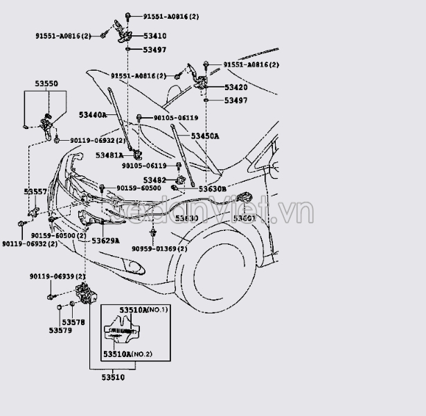 Dây giật nắp capo Lexus RX450H 2010-2013