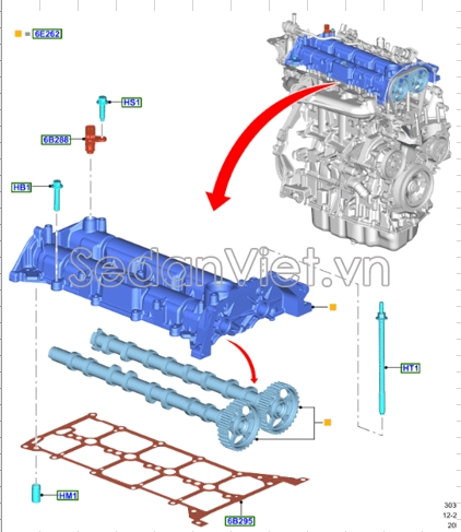 Cụm trục cam và nắp giàn cò Ford Everest 2022