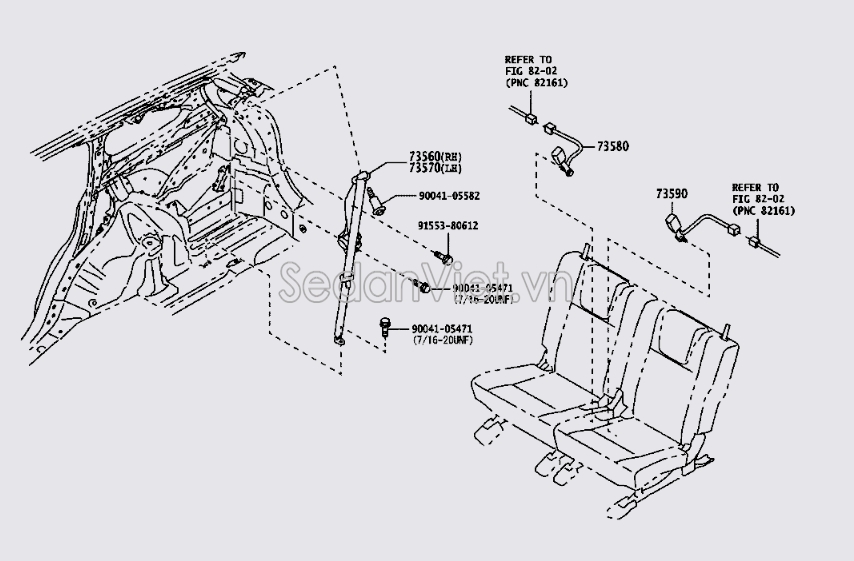 Chốt dây đai an toàn ghế sau 73580BZ040C1