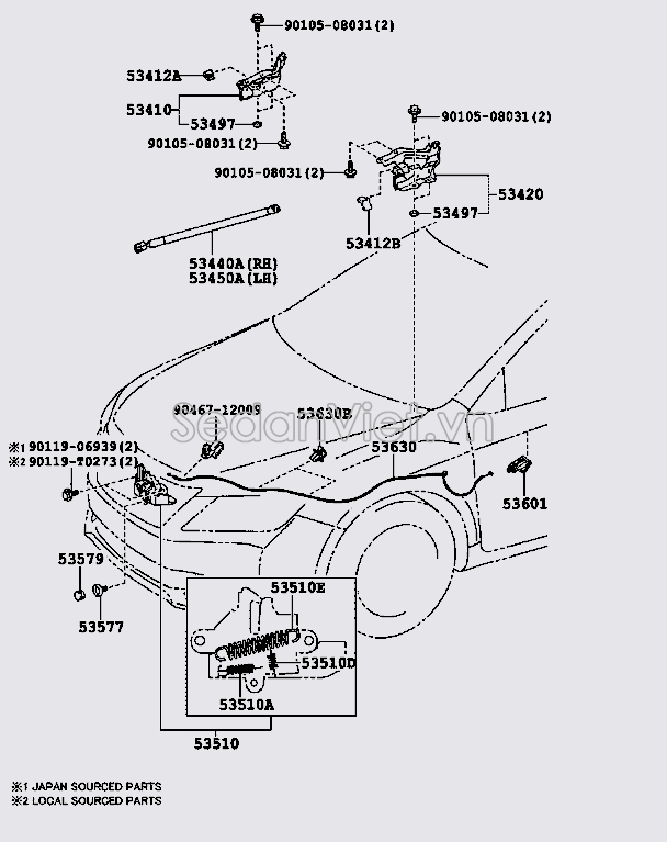 Dây giật nắp capo 5363006200