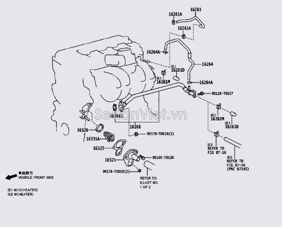 Ống nước làm mát vào bướm ga 162640C010