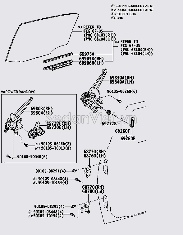 Bản lề cánh cửa sau Lexus RX450H 2009-2012