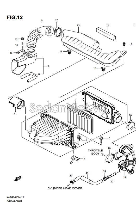 Ống hút gió vào hộp lọc gió 1387079P00000