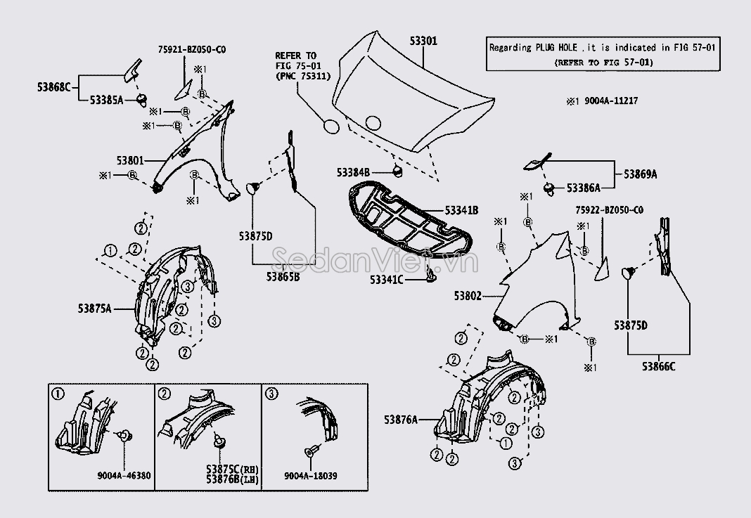 Tấm cách nhiệt capo 53341BZ070