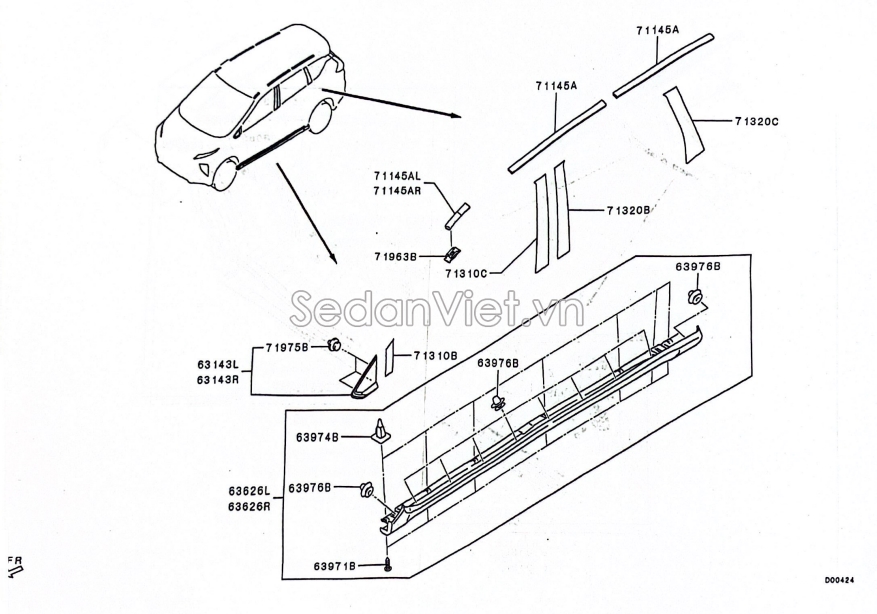 Nẹp nóc xe 7400A666