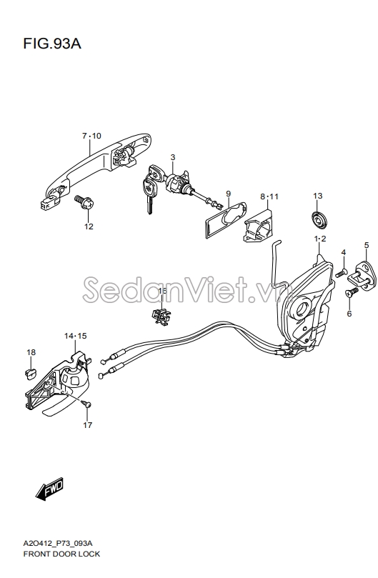 Tay mở cửa ngoài trước 8282157R20ZTS