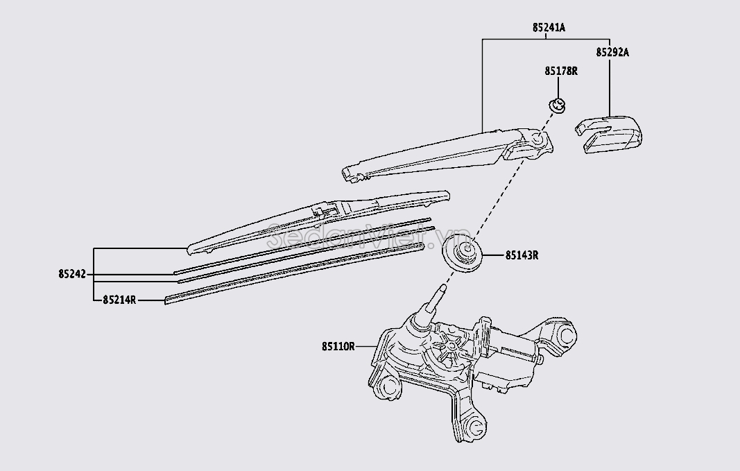 Motor gạt mưa sau 851300A010