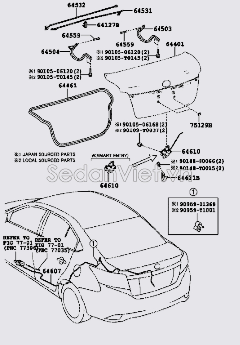 Dây giật cốp hậu 646070D200