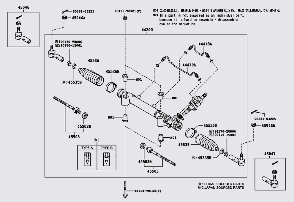 Thước lái trợ lực dầu 442000K580