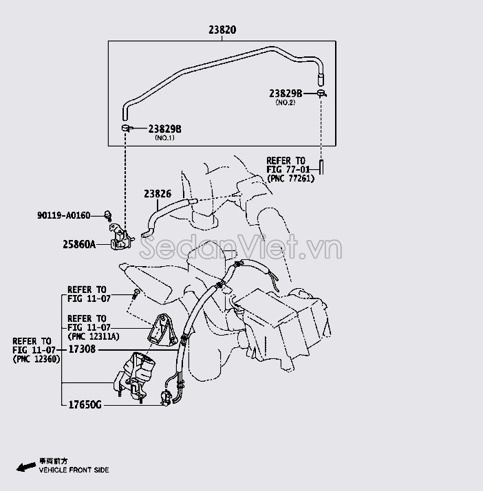 Ống hơi van chân không 238260P130