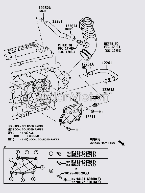 Ống hơi thừa số 2 122620T040